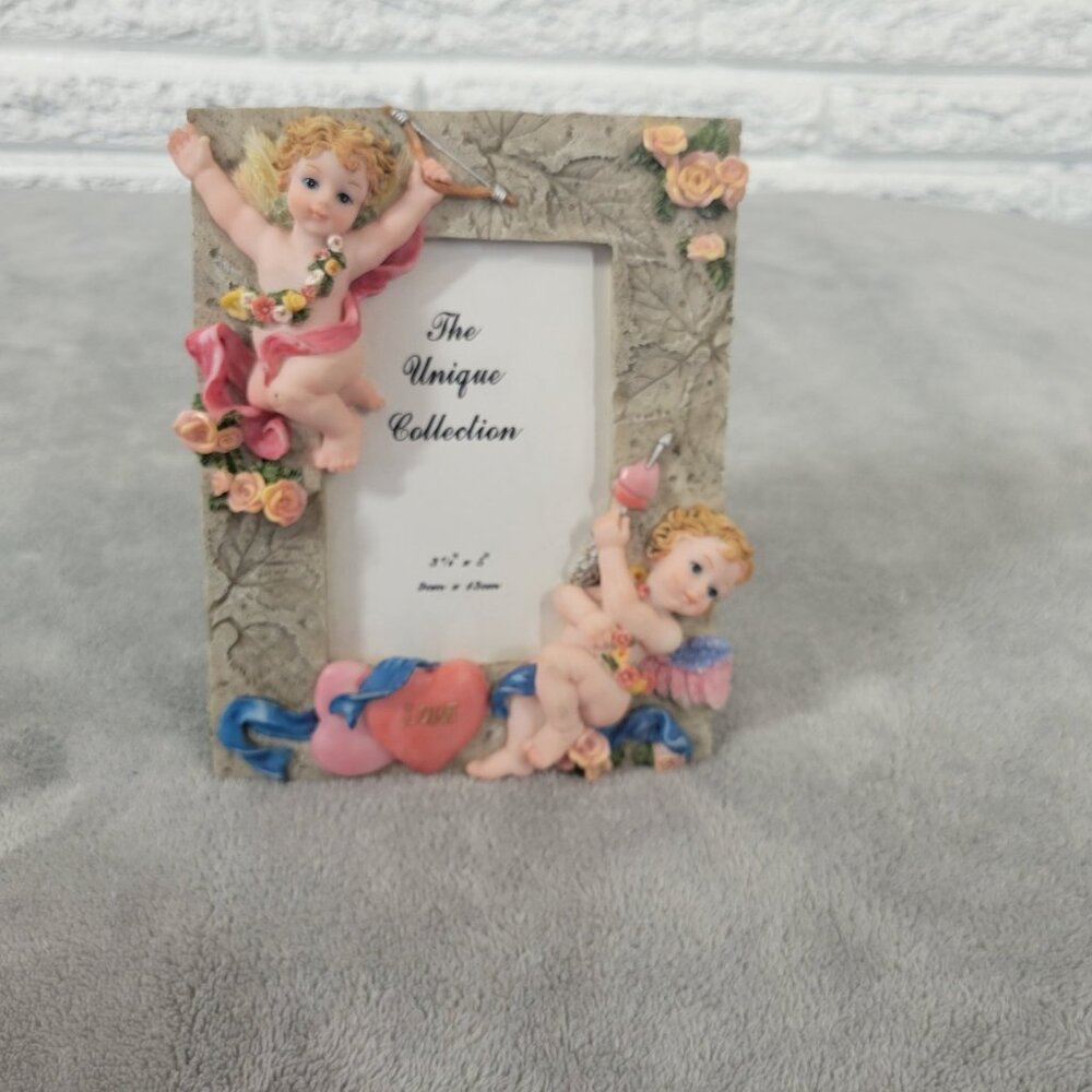 Cherubs Angels Photo Frame 3.5x5 Ornate Resin Angel Wings Picture Frame S71E